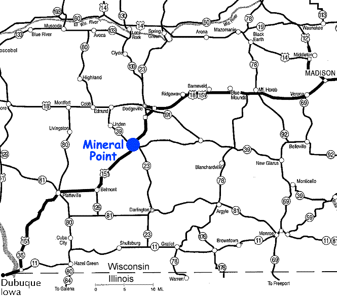 Map of area around Mineral Point, Wisconsin